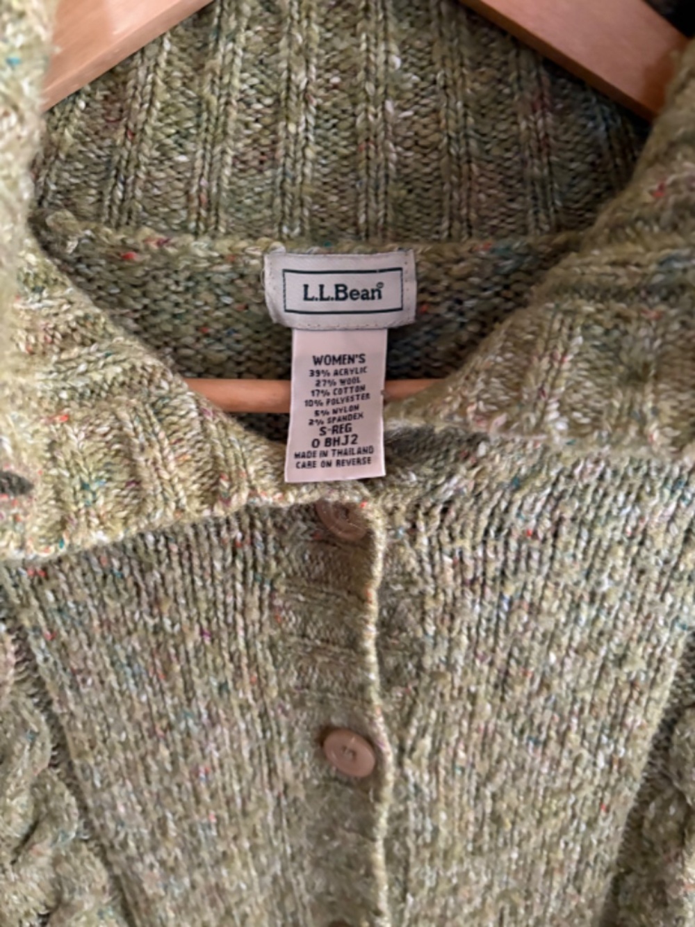 LL Bean Green Multicolor Spring Button Up Cardigan Women's Sz Small - Picture 3 of 4